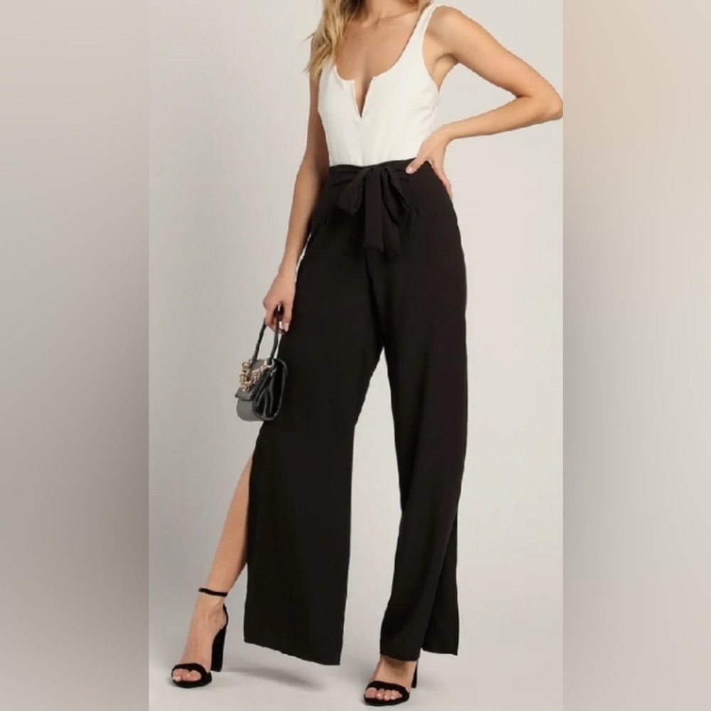 Krisa Revolve Black Side Slit Pants | XS 0/2